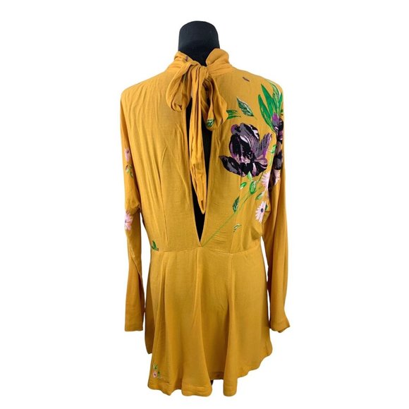 Free People “Gemma” Tunic Open Back Drop Waist Floral Mini Dress Size XS - Picture 4 of 10